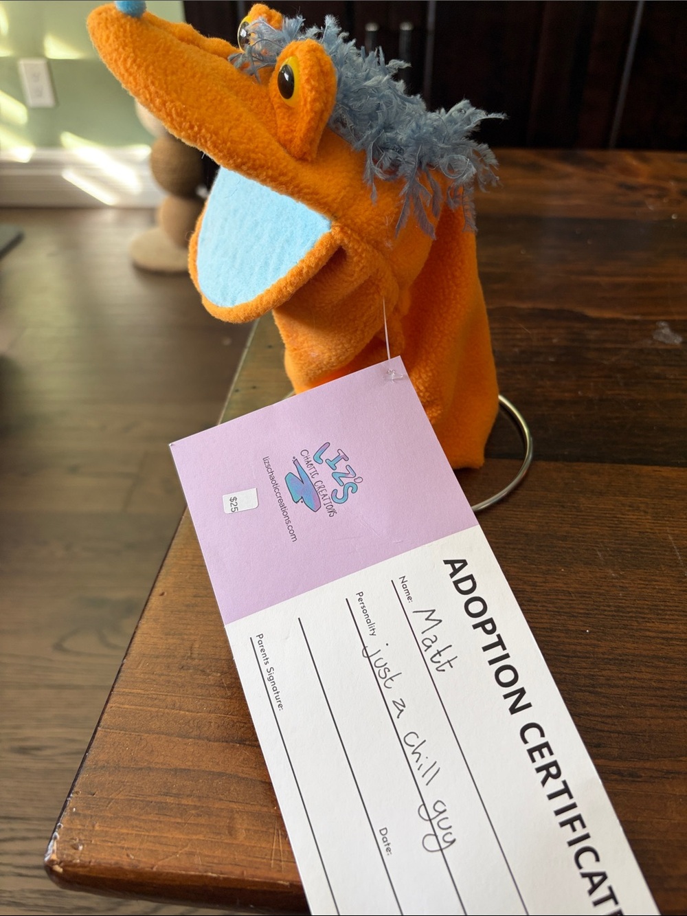 Handmade Orange Puppet - Picture 3 of 3